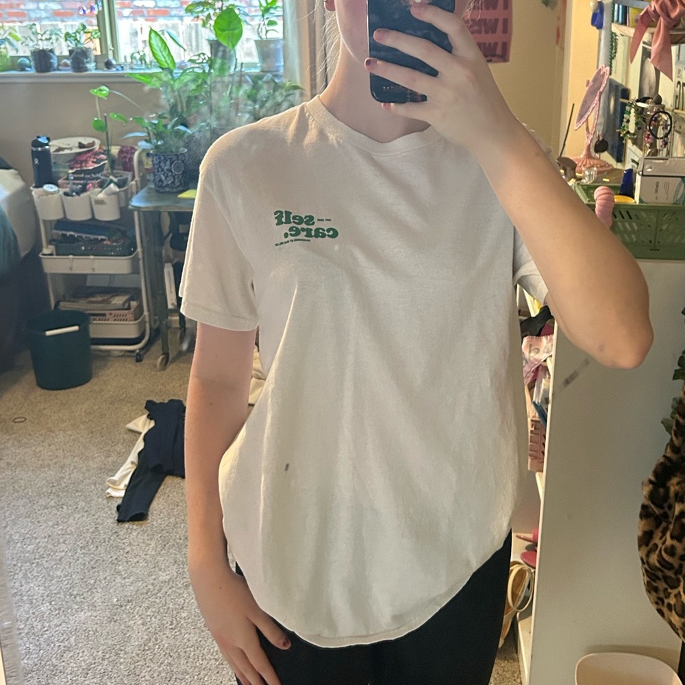 pacsun white and green mac miller “self care” t shirt